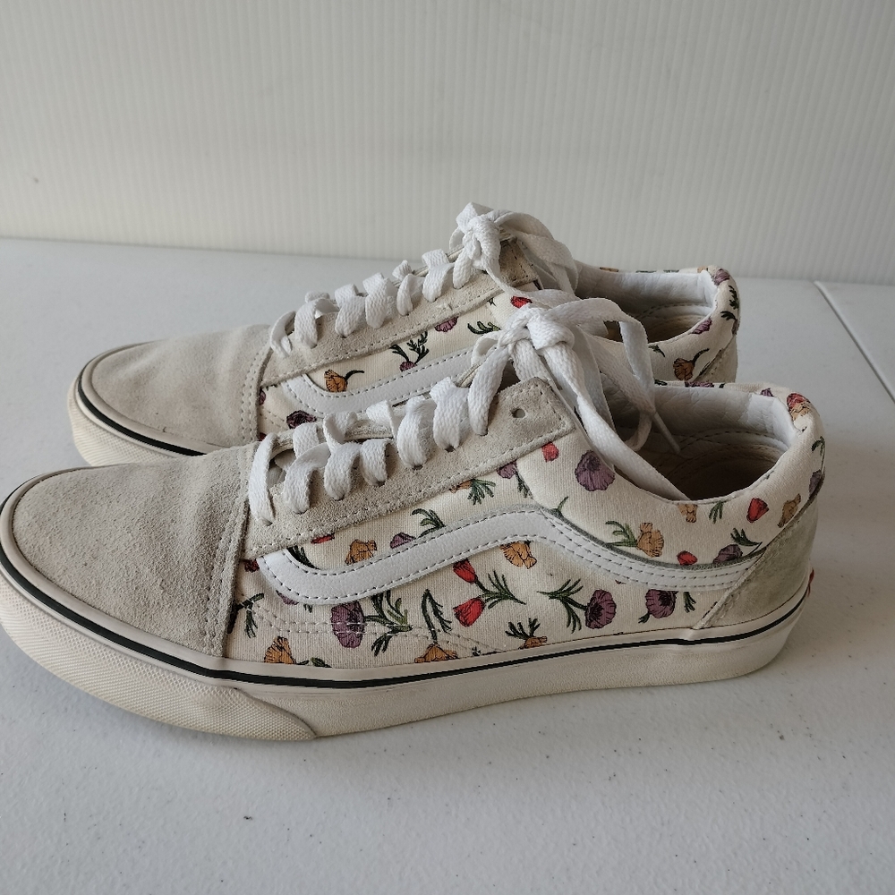Vans White Floral Old Skool Sneakers